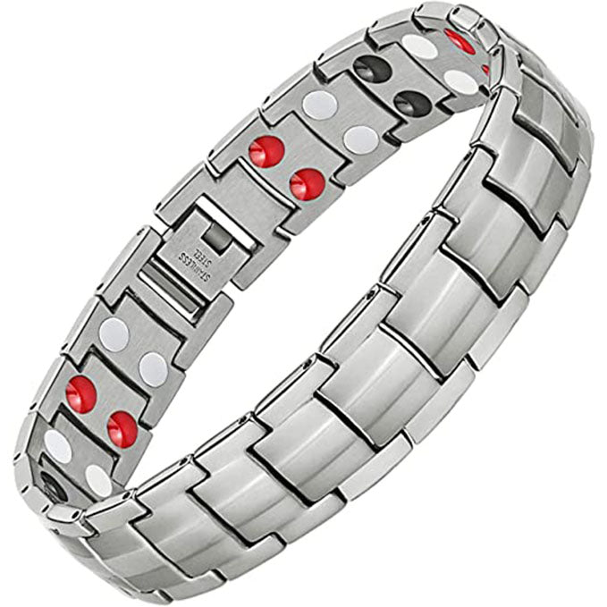 Double Row Magnetic Bracelets for Men Pain Relief Titanium Steel