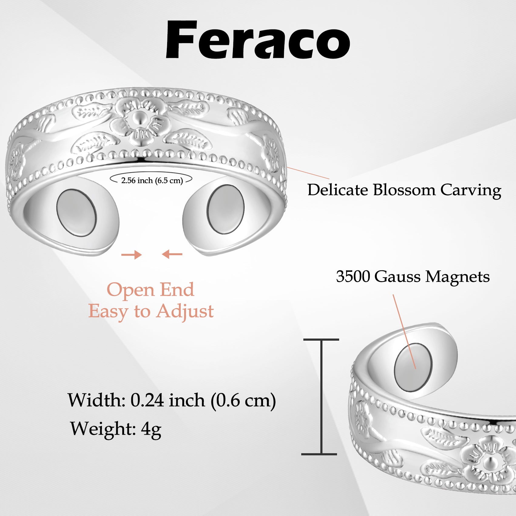 Women's Plum Blossom Magnets Copper Rings