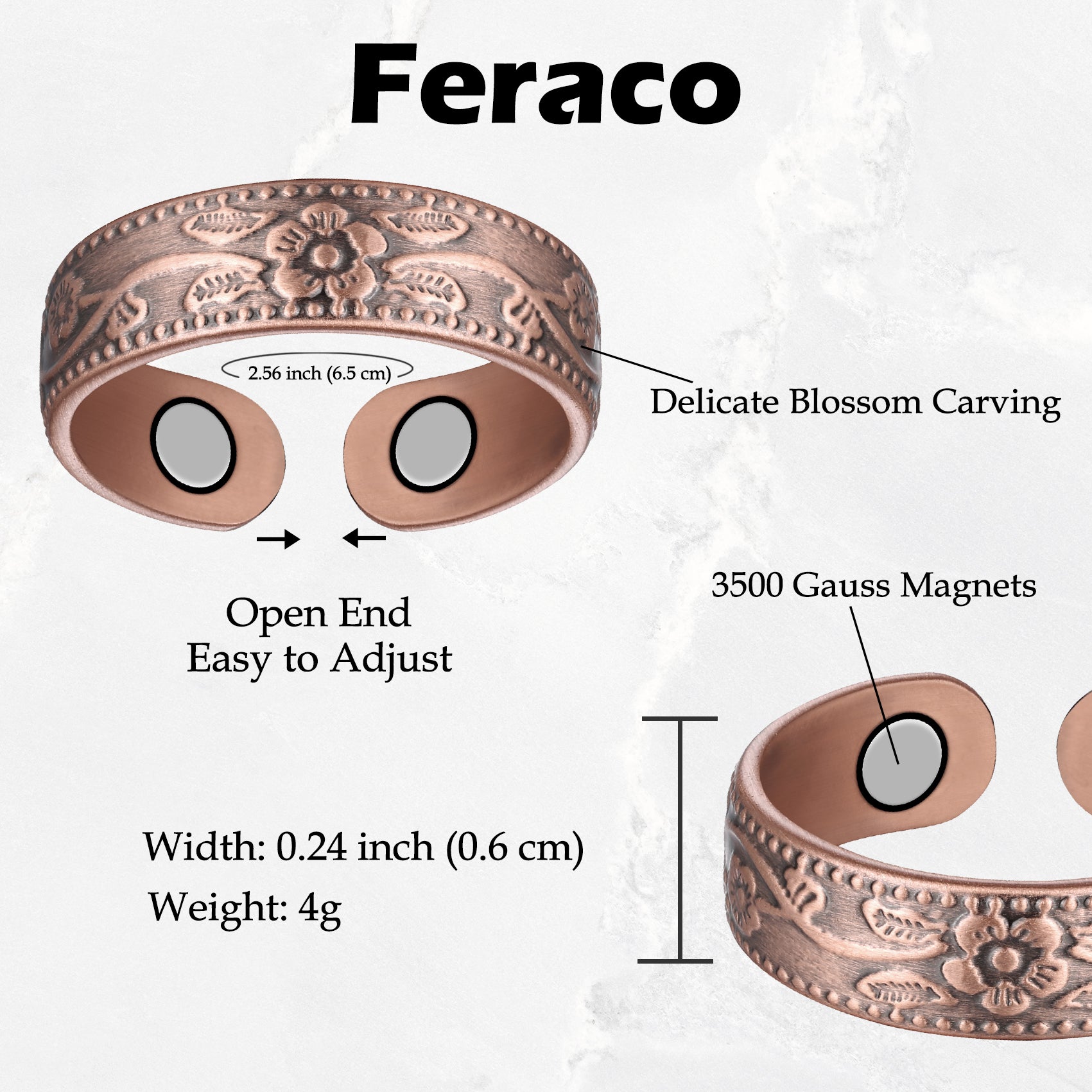 Women's Plum Blossom Magnets Copper Rings