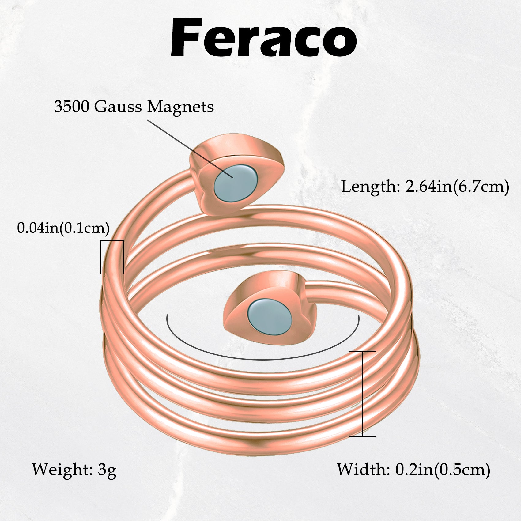 Women's Love Heart Magnets Copper Rings