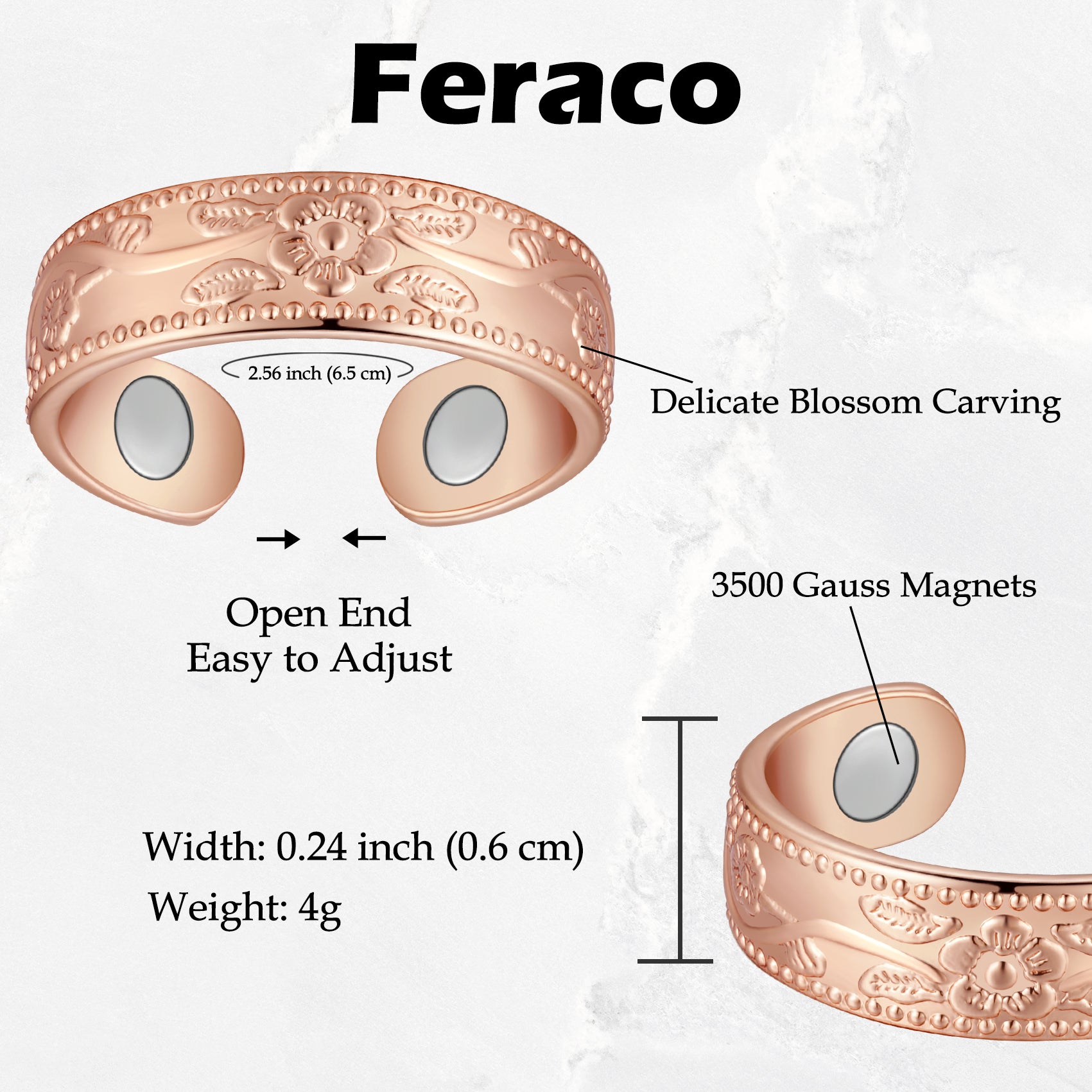 Women's Plum Blossom Magnets Copper Rings