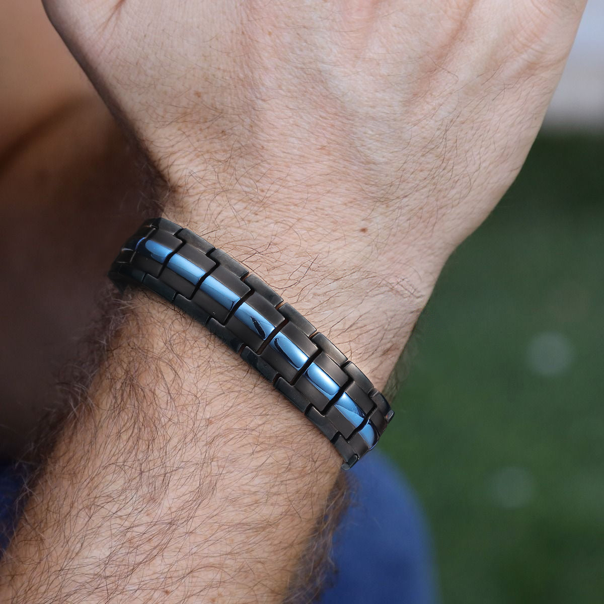 Blue Titanium Magnetic Bracelet Carbon Fiber Bracelet Magnetic Therapy  Bracelets | eBay