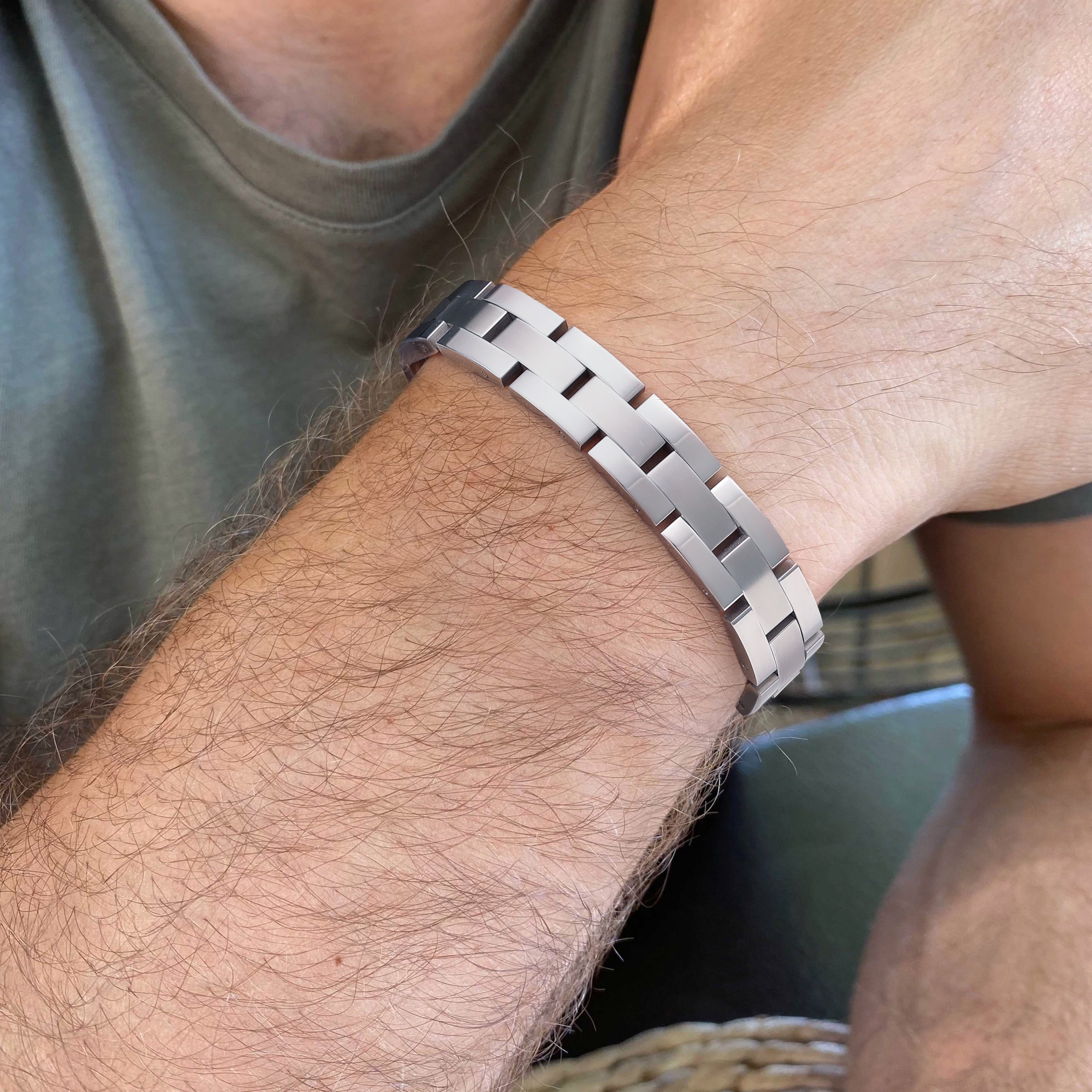 2Pcs Carbon Blue Titanium Magnetic Therapy Bracelets Unique Double Row  Strength | eBay