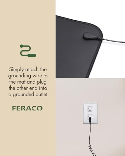 Feraco Earthing Mat Grounding Pad for Desk for Sleep, Pain Relief, Inflammation, Balanced Energy & Overall Wellbeing, 10" x 26.7" Universal Therapy Sheet, Anti-Tangle Wire Included