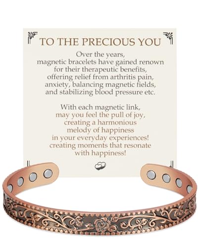 Feraco Copper Bracelets for Women 12X Enhanced Strength Magnetic Bracelet for Women