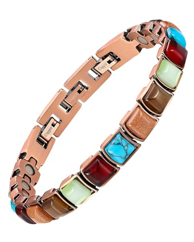 Feraco Copper Bracelet for Women Natural Turquoise Gifts