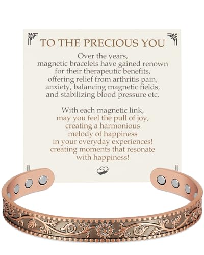 Feraco Copper Bracelets for Women 12X Enhanced Strength Magnetic Bracelet for Women Daisy