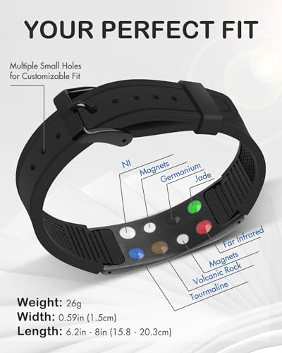 Feraco Ultra Strength Magnetic Bracelets for Men Women, 7 in 1 Protection Silicone Sports Wristband for Balance & Energy