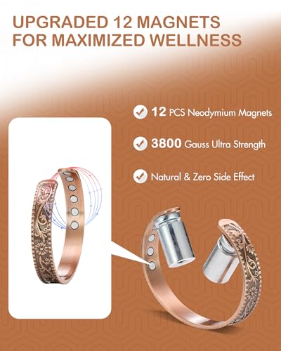 Feraco Copper Magnetic Bracelet for Men Women Arthritis & Joint