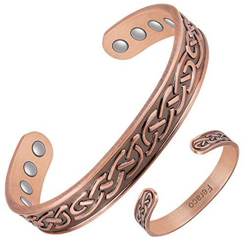 Pure Copper Plain Magnetic Heavyweight Cuff Bracelet for Men