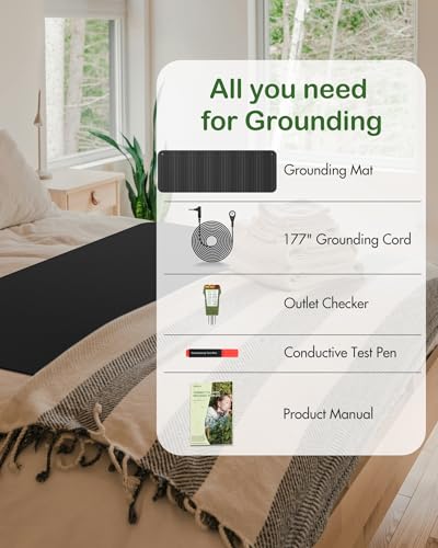 Feraco Grounding Mat for Bed, Earthing Mat Grounding Pad for Sleeping, Grounding Mattress Pad Kit for Overall Well-being with Cord & Tester (King, 27" x 76")