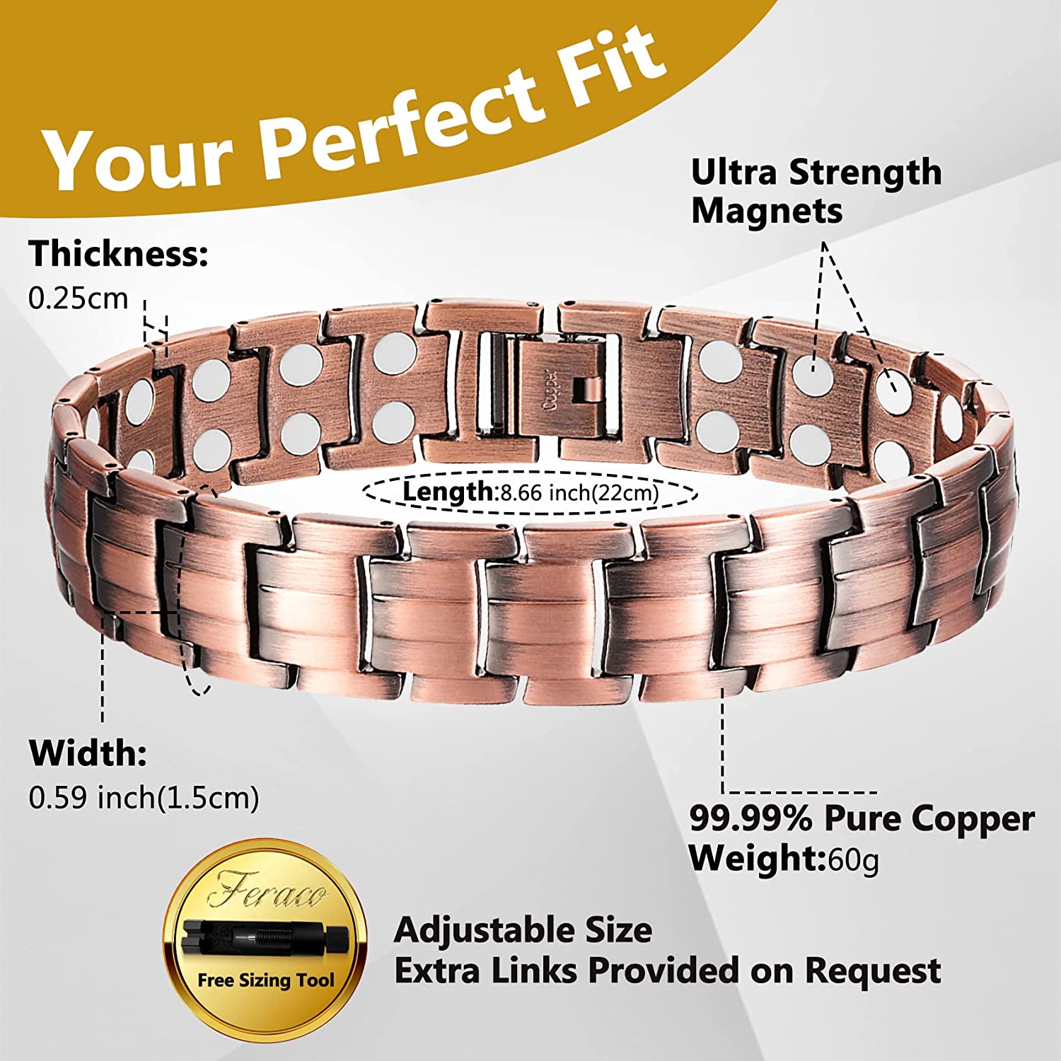 Pure Copper Magnetic Bracelet Men Women Solid Copper Bangle, Adjustable,  Unisex, Beautiful Gift for Men or Women M-XL CSL - Etsy