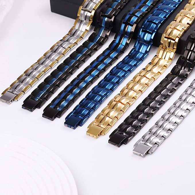 Midnight Blue Double Row Magnets Titanium Steel Magnetic Bracelet