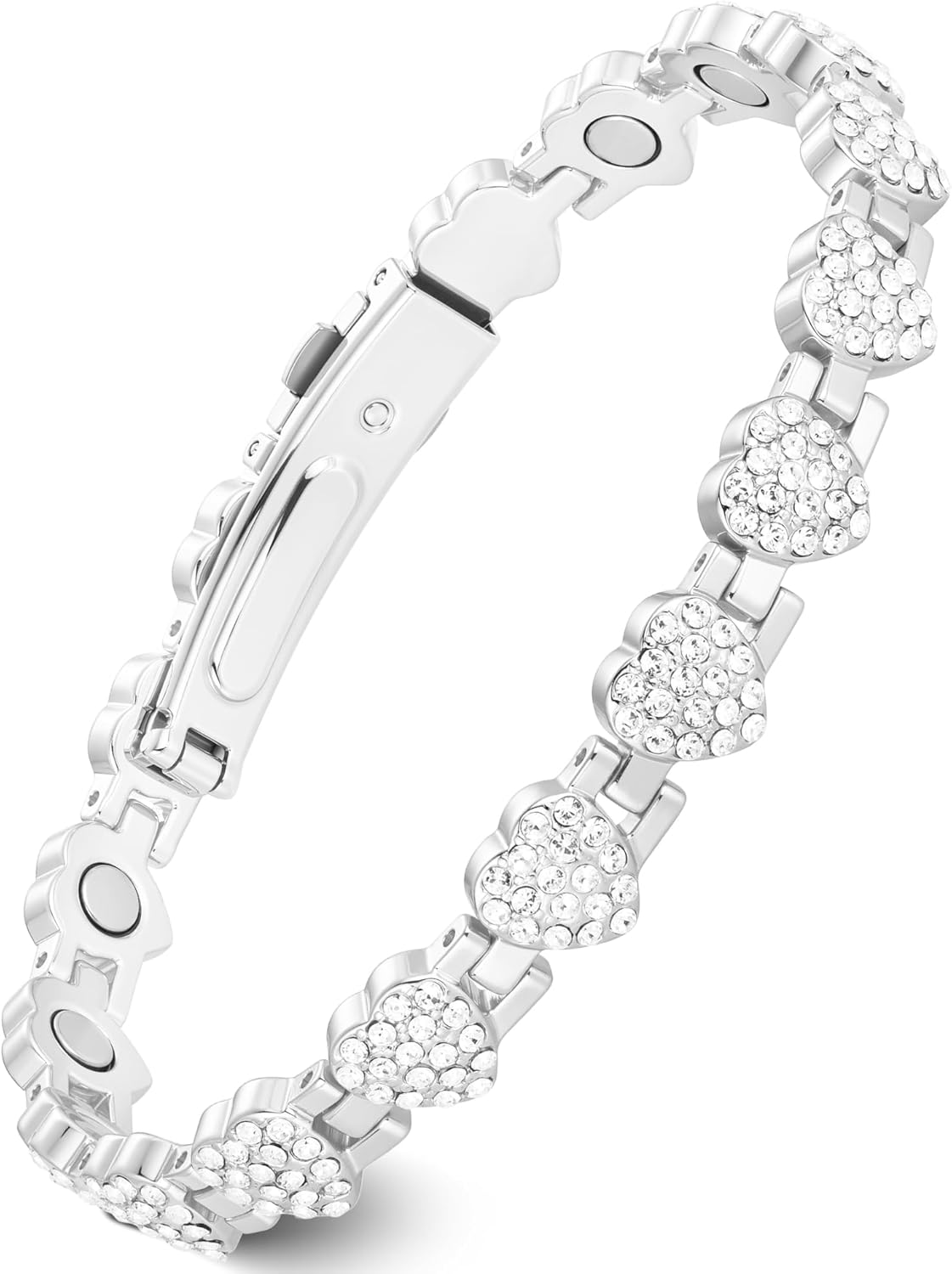 Feraco Copper Bracelets for Women, Ultra Strength Magnetic Bracelet with 3800 Gauss Neodymium Magnets & Dazzling Cubic Zirconia, 99.99% Pure Copper Jewelry Gift, Heart Shape