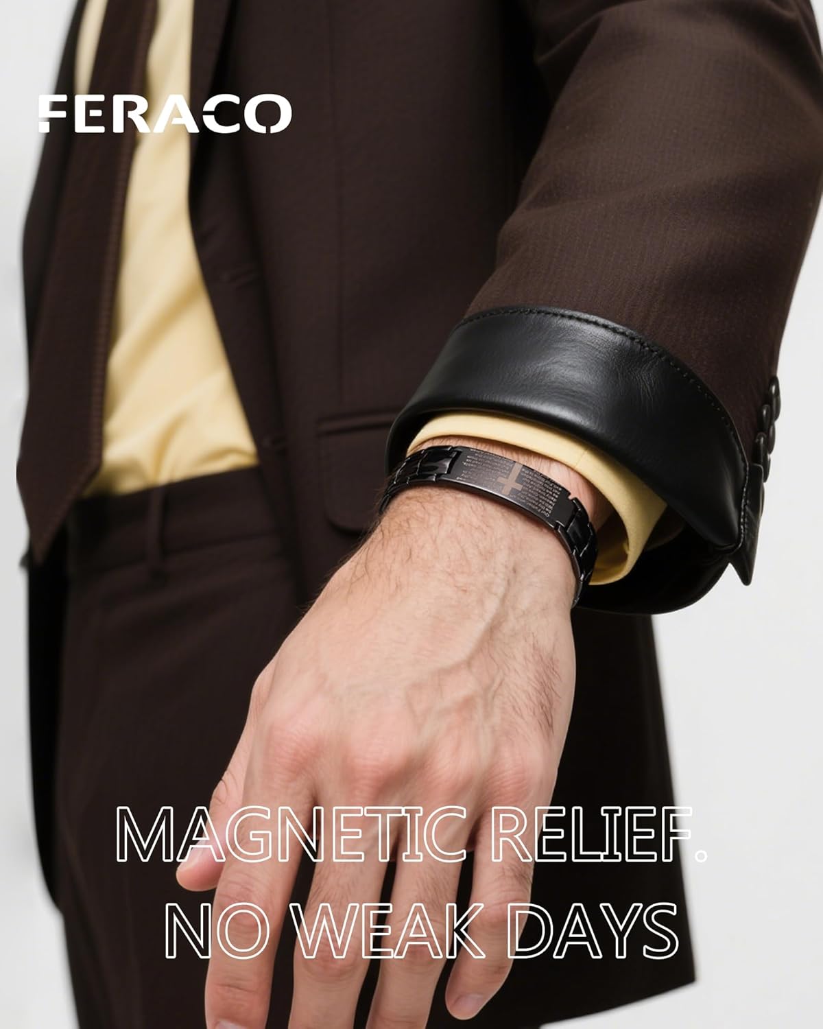Feraco Copper Cross Bracelet for Men,Magnetic Therapy Bracelet Copper Jewelry with Powerful 3800 Gauss Magnets