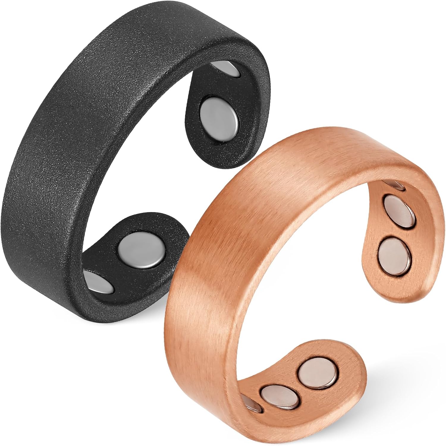 Feraco 2 PCS Copper Rings for Women, Magnetic Therapy Ring with 9X Ultra Strength Magnets,Jewelry Valentine's Day Gifts