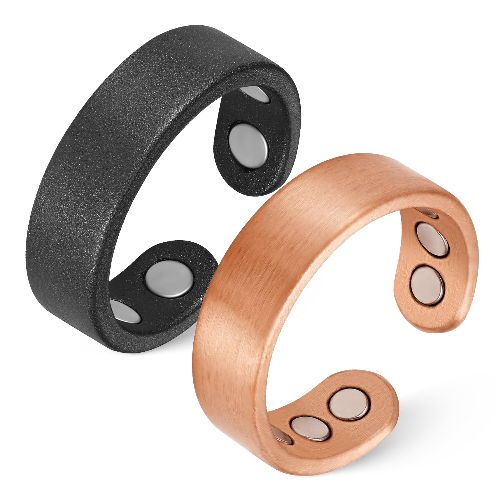 Feraco 2 PCS Copper Rings for Women, Magnetic Therapy Ring with 9X Ultra Strength Magnets,Jewelry Valentine's Day Gifts