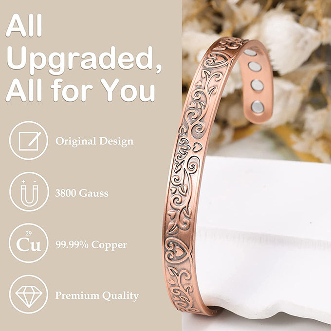 Amazon.com: wollet Magnetic Copper Bracelets for Women Ladies Arthritis  Small with Magnets Vintage 6.5 Jewelry (CPB-0005AB) : Health & Household