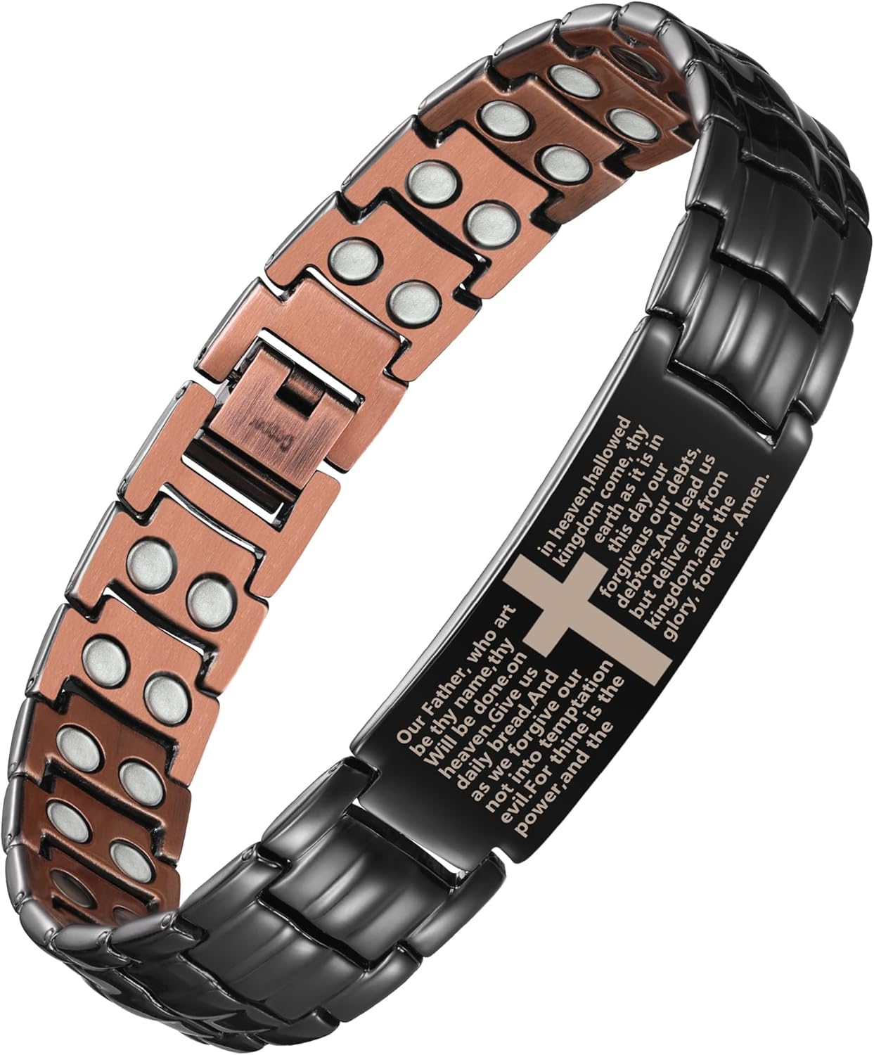 Feraco Copper Cross Bracelet for Men,Magnetic Therapy Bracelet Copper Jewelry with Powerful 3800 Gauss Magnets