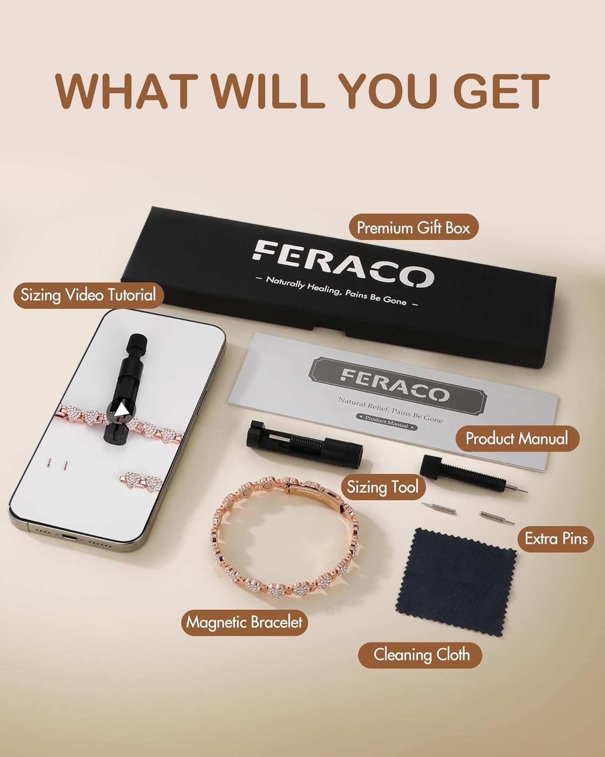 Feraco Copper Bracelets for Women, Ultra Strength Magnetic Bracelet with 3800 Gauss Neodymium Magnets & Dazzling Cubic Zirconia, 99.99% Pure Copper Jewelry Gift, Heart Shape