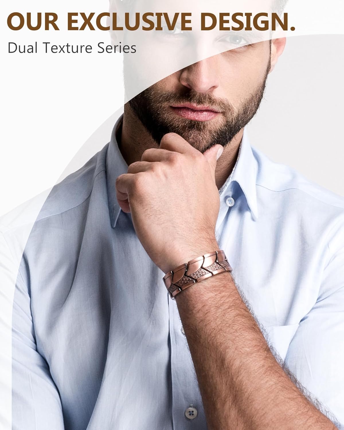 Feraco Magnetic Copper Bracelet for Men 99.99% Pure Copper Bracelets,Men's Cooper Jewelry with 3800 Gauss Magnets