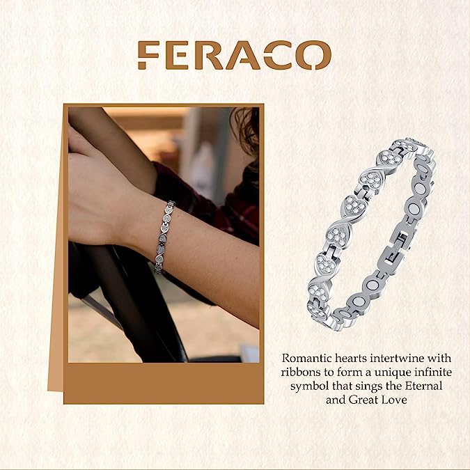 Titanium Steel Magnetic Therapy Bracelets with Sparkling Zirconia for Women
