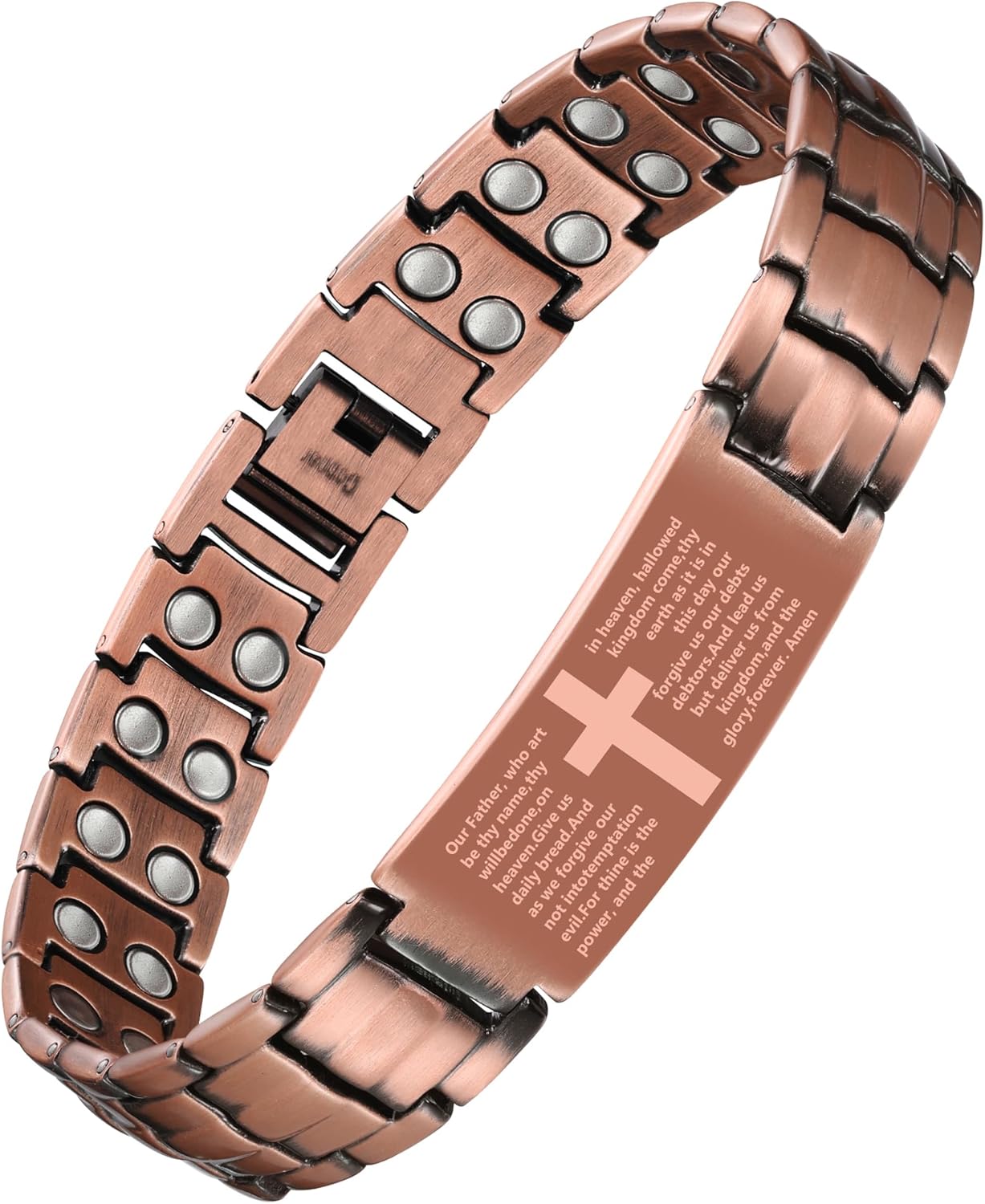 Feraco Copper Cross Bracelet for Men,Magnetic Therapy Bracelet Copper Jewelry with Powerful 3800 Gauss Magnets