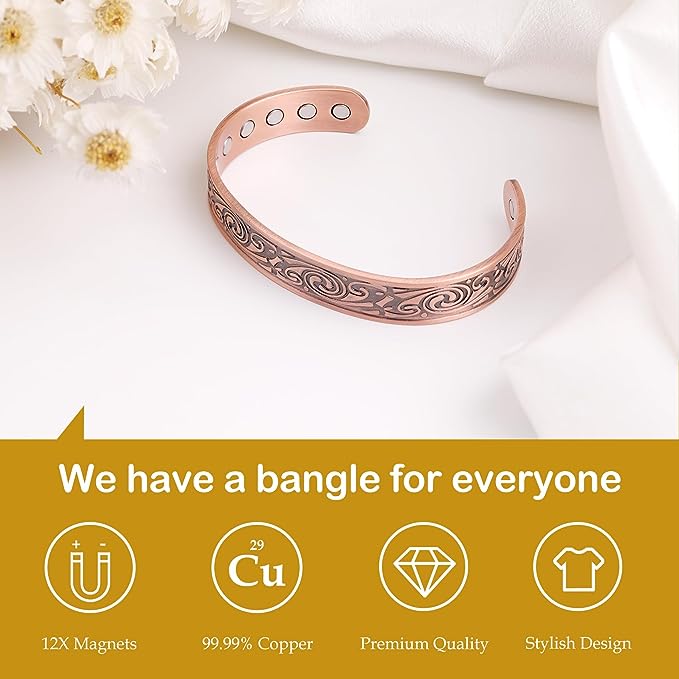 Megical Basket Solid Copper Bracelet - 99.99% Pure Copper Cuff For Arthritis Pain Relief