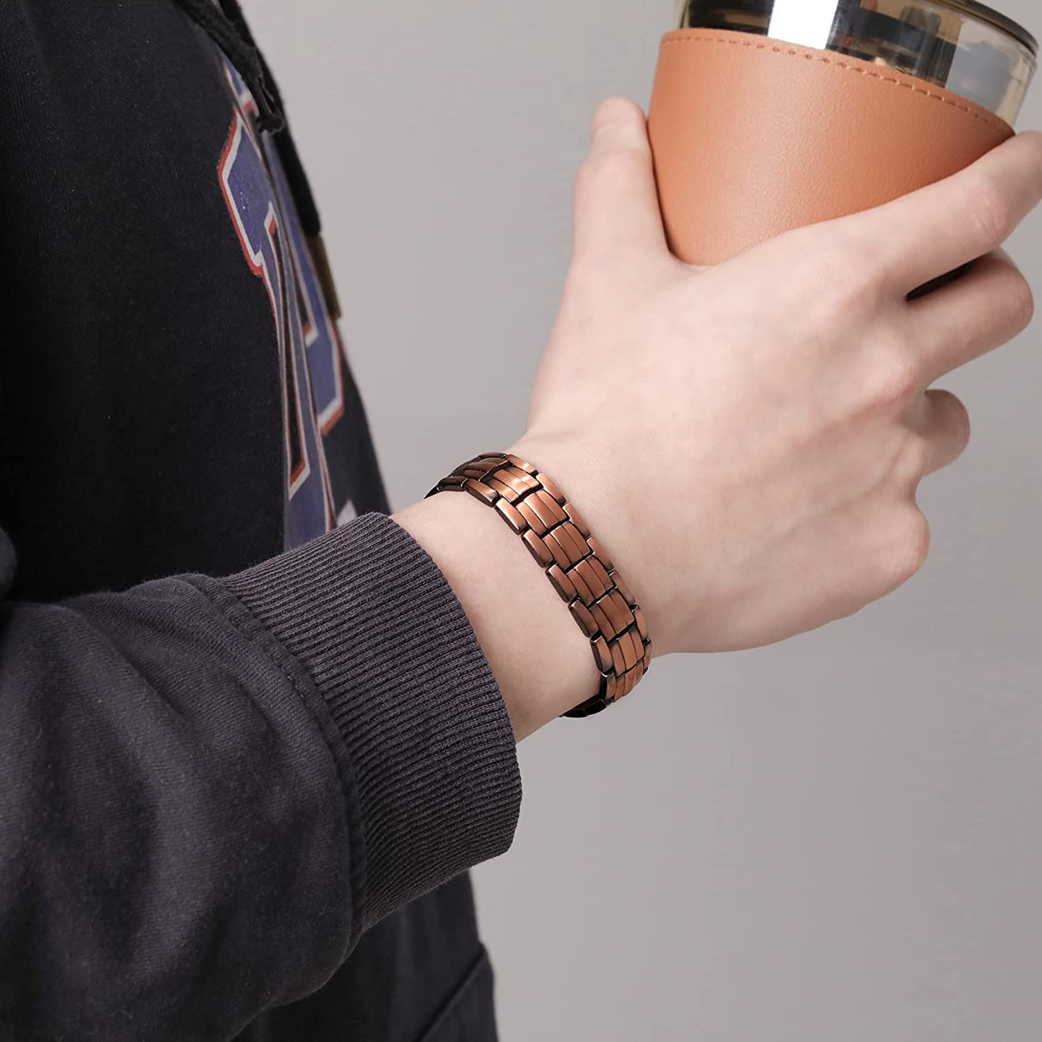 Double-Row Strong Men's Copper Magnetic Bracelet for Arthritis
