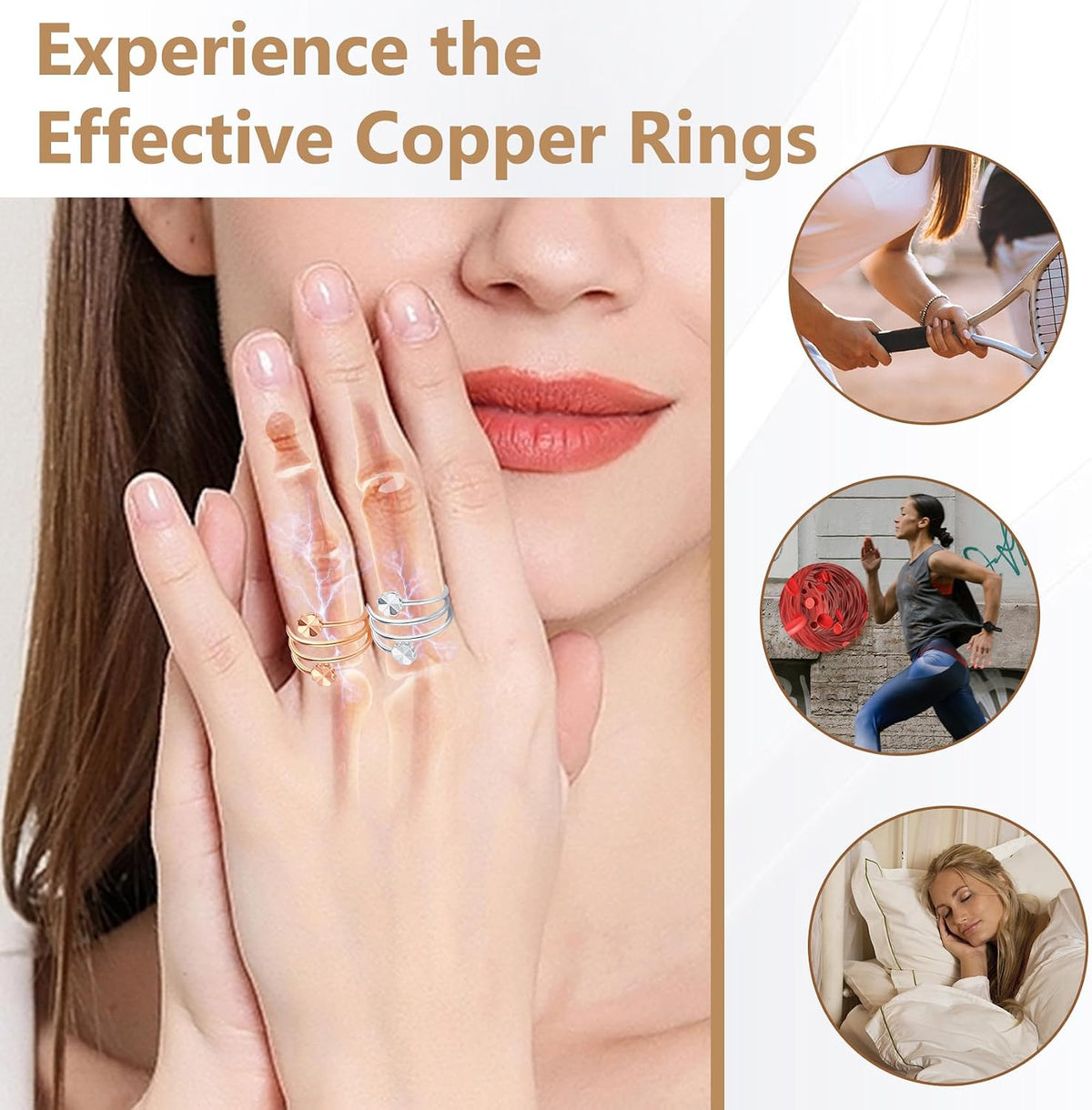 Feraco 2PCS Pure Copper Magnetic Rings for Women with Magnets,Jewelry