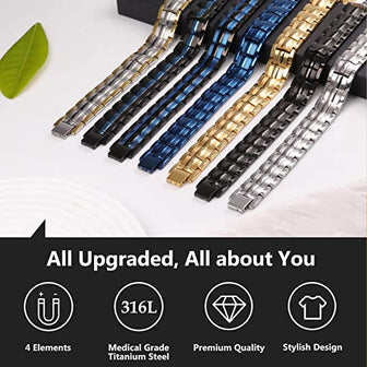 Double Row Magnetic Bracelets for Men Pain Relief Titanium Steel