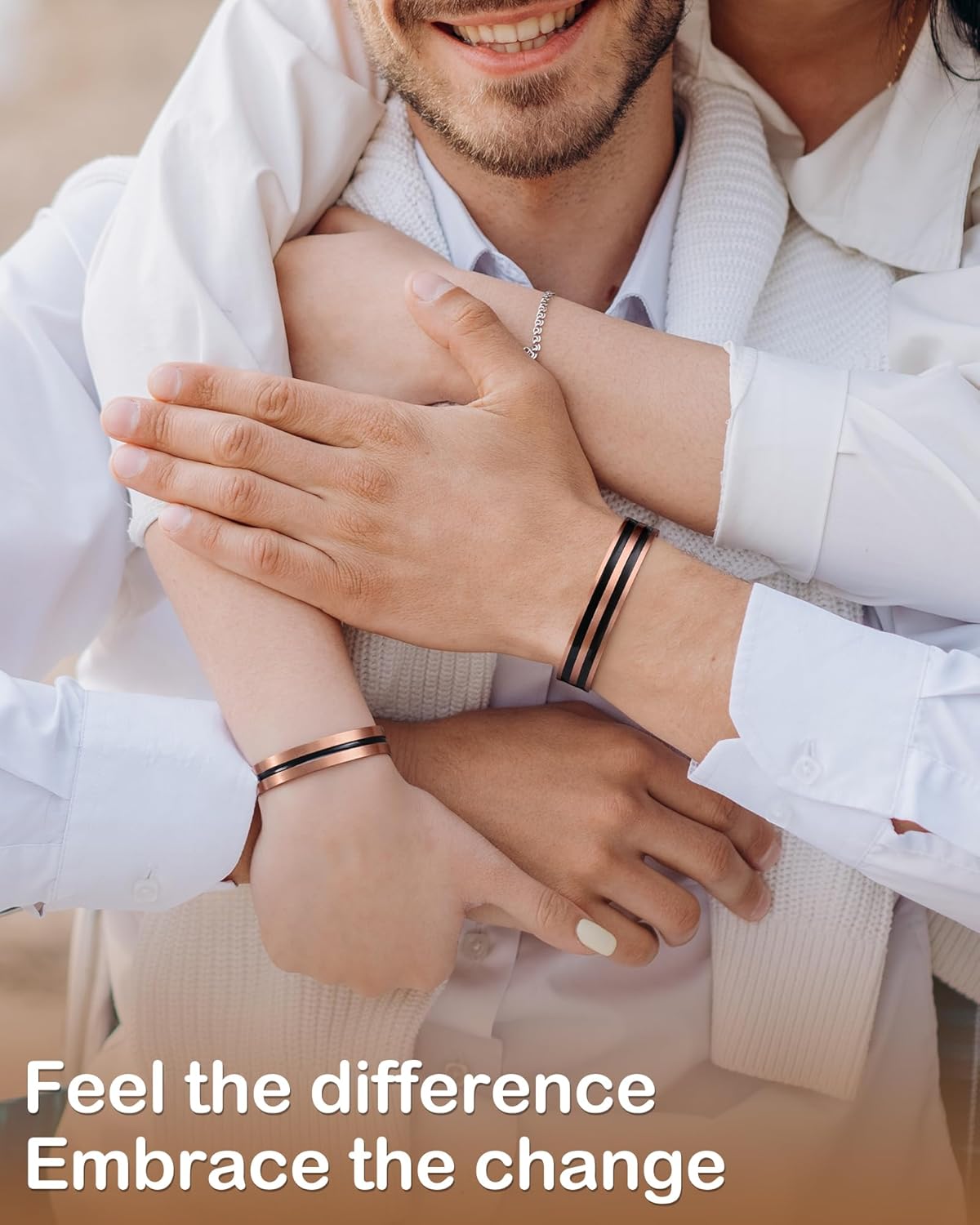 Feraco Copper Bracelet for Men Women, 12X Enhanced Strength Magnetic Bracelet with 3800 Gauss Neodymium Magnets, Pure Copper Cuff Bangle, Adjustable Jewelry Gift (Black Pulse)