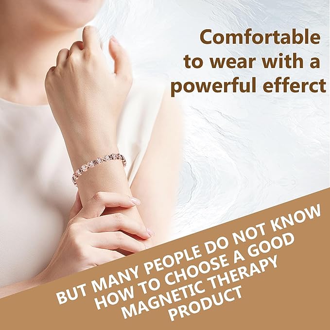 Copper Magnetic Menopause Bracelets with Sparkling Zirconia for Women