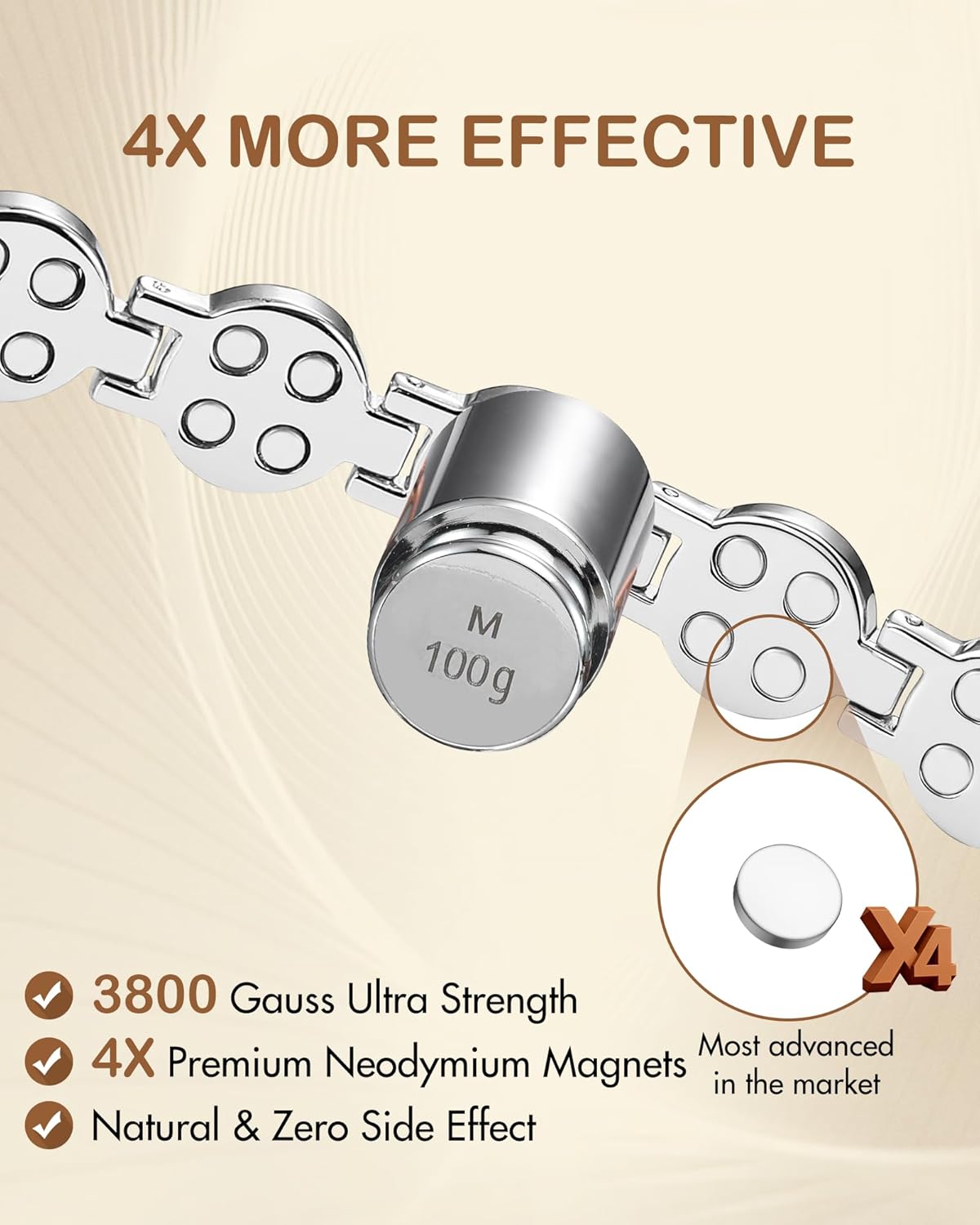 Feraco Pure Copper Bracelets for Women, 4X Ultra Strength Magnetic Bracelet with 3800 Gauss Neodymium Magnets & Dazzling Austrian Cut Crystals Stone, Adjustable Jewelry Gift