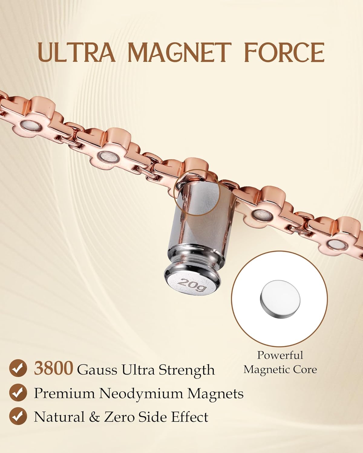 Feraco Pure Copper Bracelets for Women, Ultra Strength Magnetic Bracelet for Women with 3800 Gauss Magnet & Dazzling Austrian Crystals Stone, Flower Copper Jewelry Gift