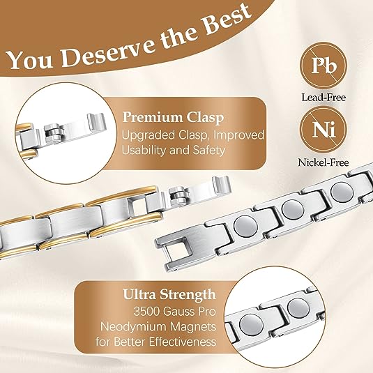 Women's Ultra Strength Gold Titanium Magnetic Therapy Bracelet