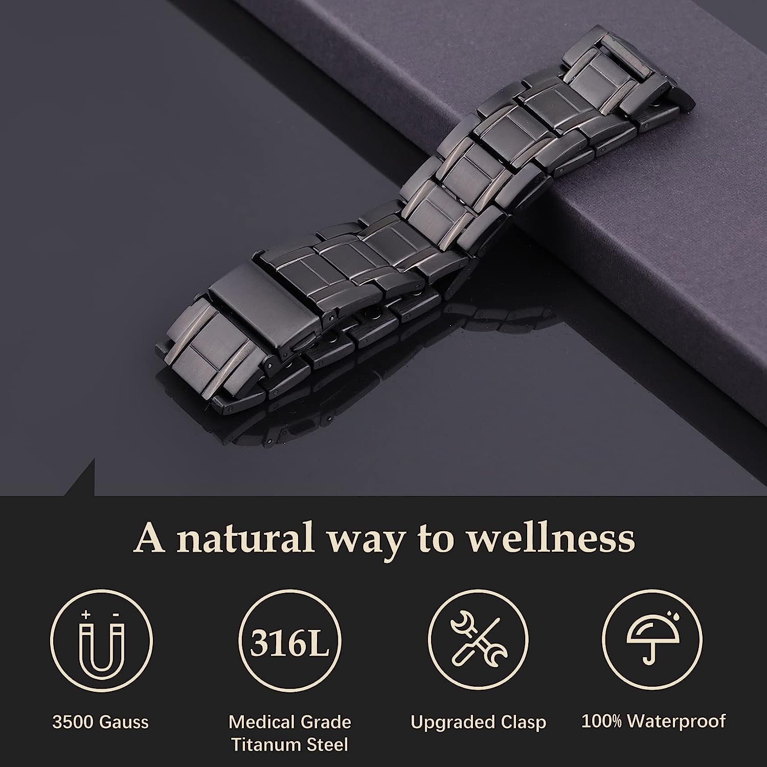 3x Magnetic Titanium Steel Bracelet for Men Ultra Powerful 3500 Gauss