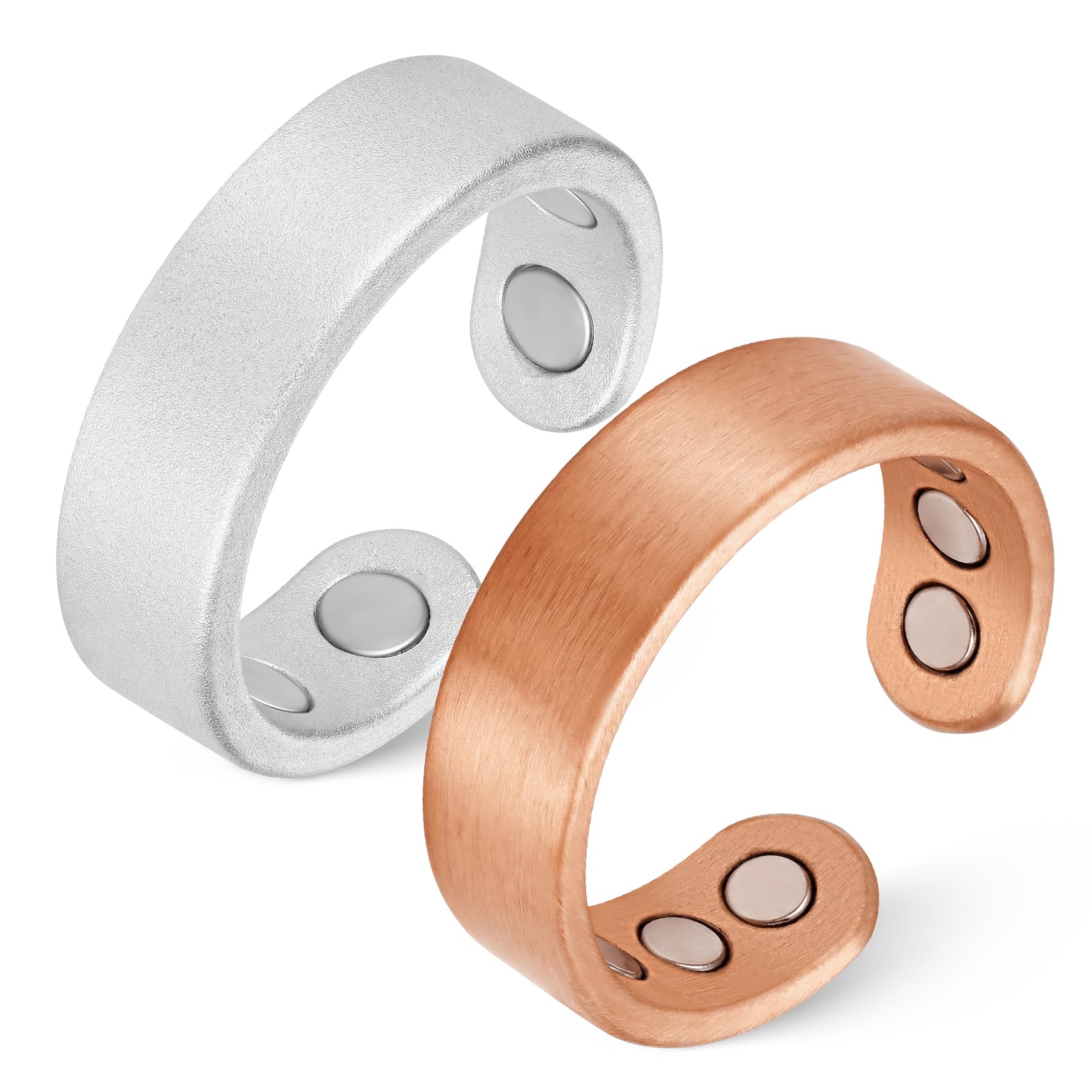 Feraco 2 PCS Copper Rings for Women, Magnetic Therapy Ring with 9X Ultra Strength Magnets,Jewelry Valentine's Day Gifts