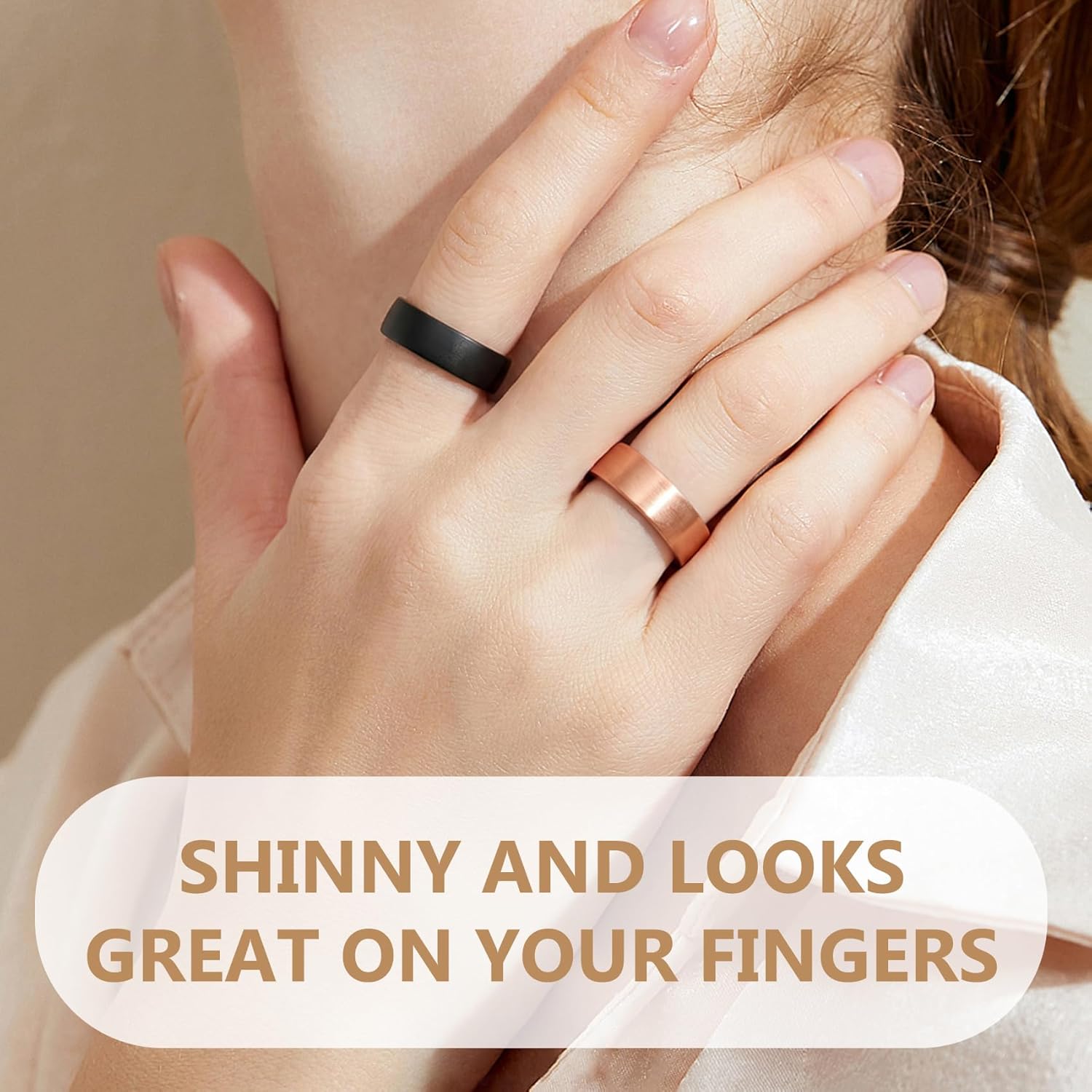 Feraco 2 PCS Copper Rings for Women, Magnetic Therapy Ring with 9X Ultra Strength Magnets,Jewelry Valentine's Day Gifts