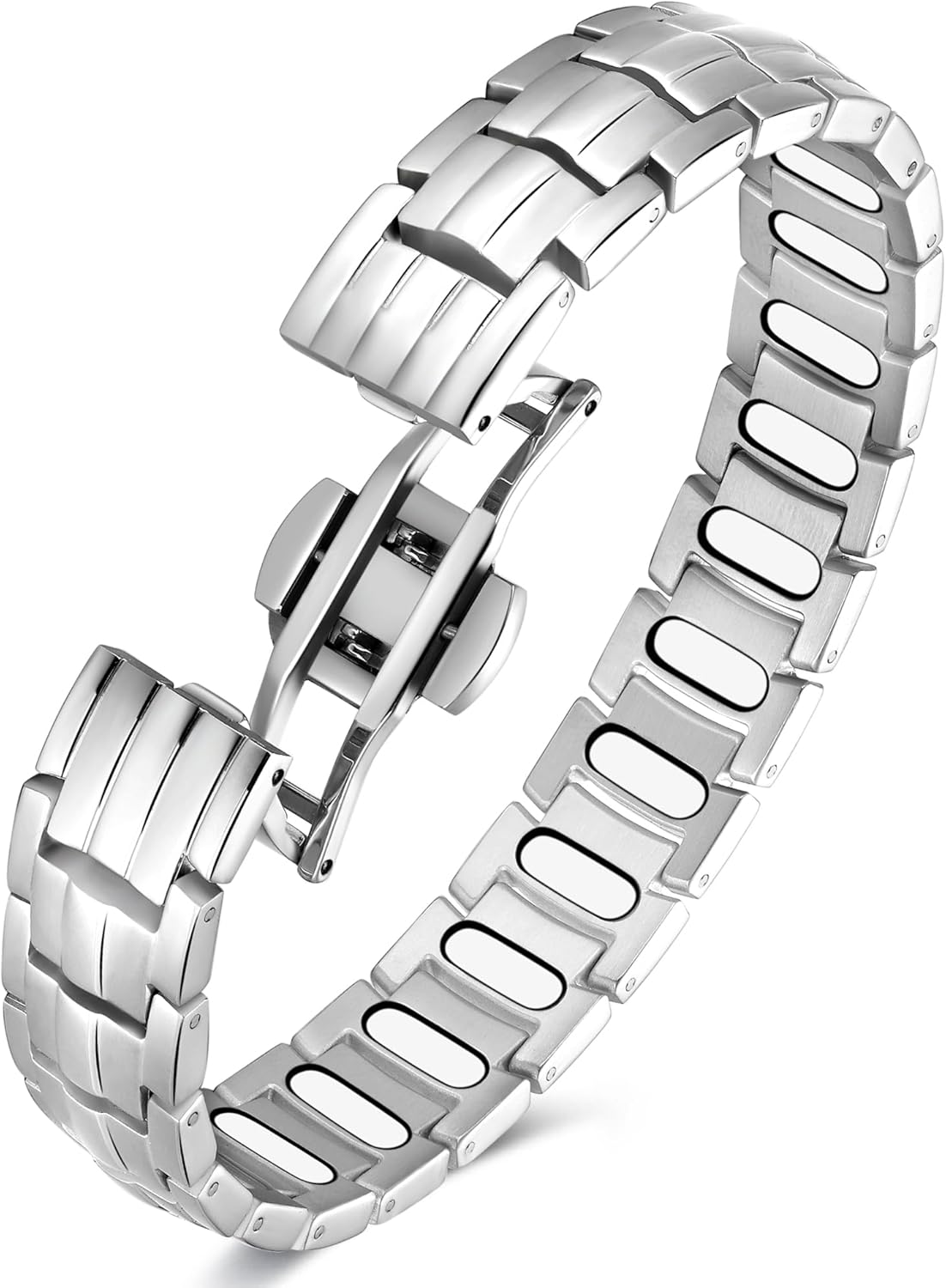 Feraco Magnetic Therapy Bracelet for Men - 5X Strength Titanium Steel Bracelet with 3800 Gauss Magnets