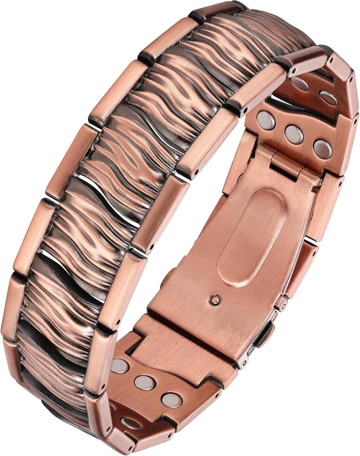 Feraco Copper Bracelet for Men,3X Strength Magnetic Cooper Bracelets with 3800 Gauss, Men's 99.99% Pure Copper Jewelry