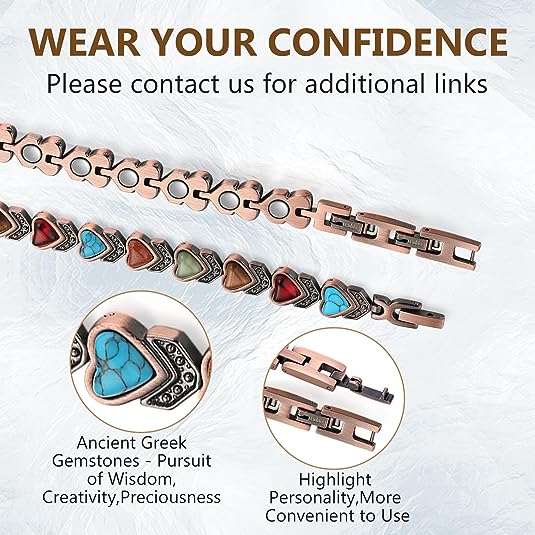 Pure Copper Lymph Detox Magnetic Therapy Bracelets for Carpal Tunnel and Relief Pain