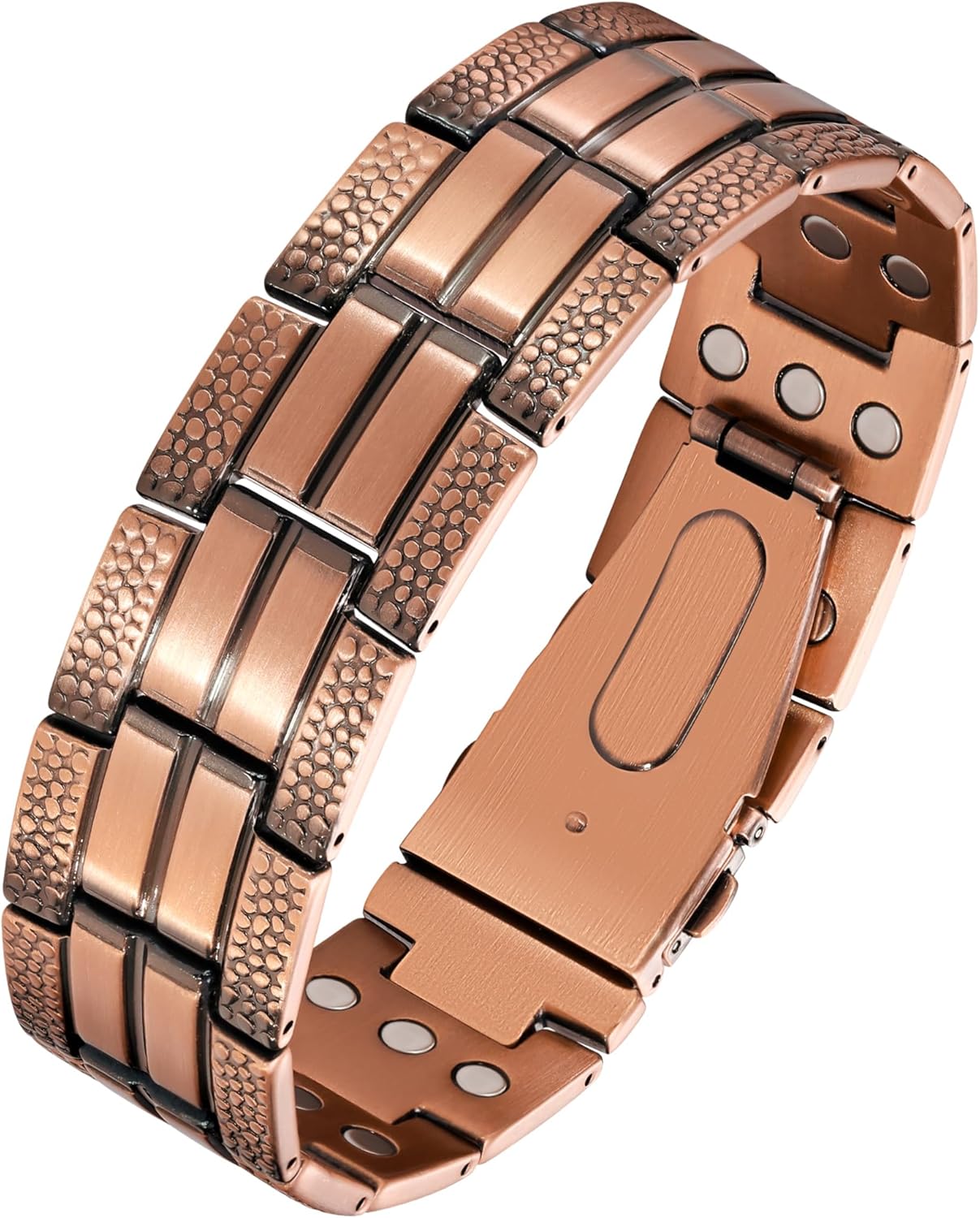 Feraco Copper Bracelet for Men 3X Strength,Magnetic Therapy Bracelet Copper Jewelry with Powerful 3800 Gauss Magnets,Premium Fold-Over Clasp