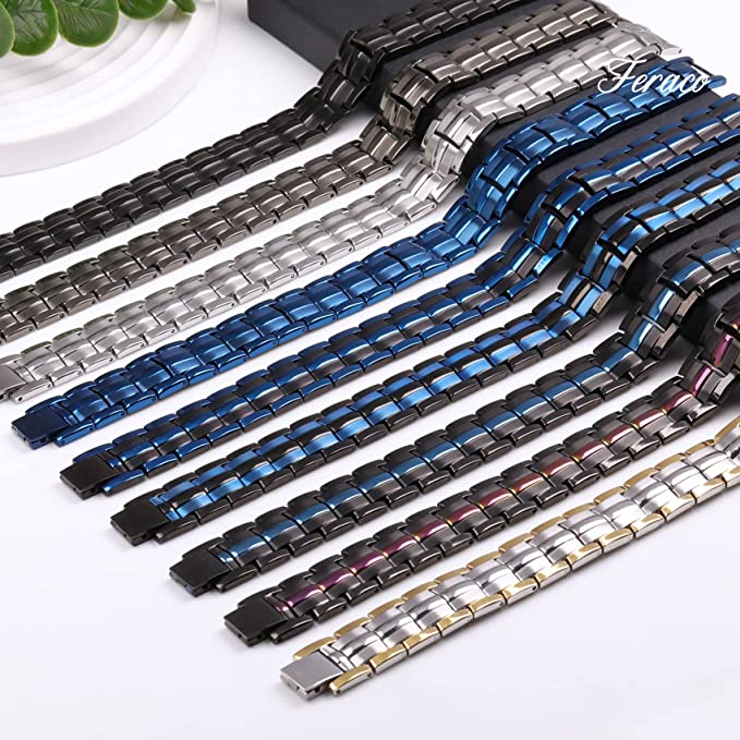 Black & Violet Double Row Magnets Titanium Steel Magnetic Bracelet