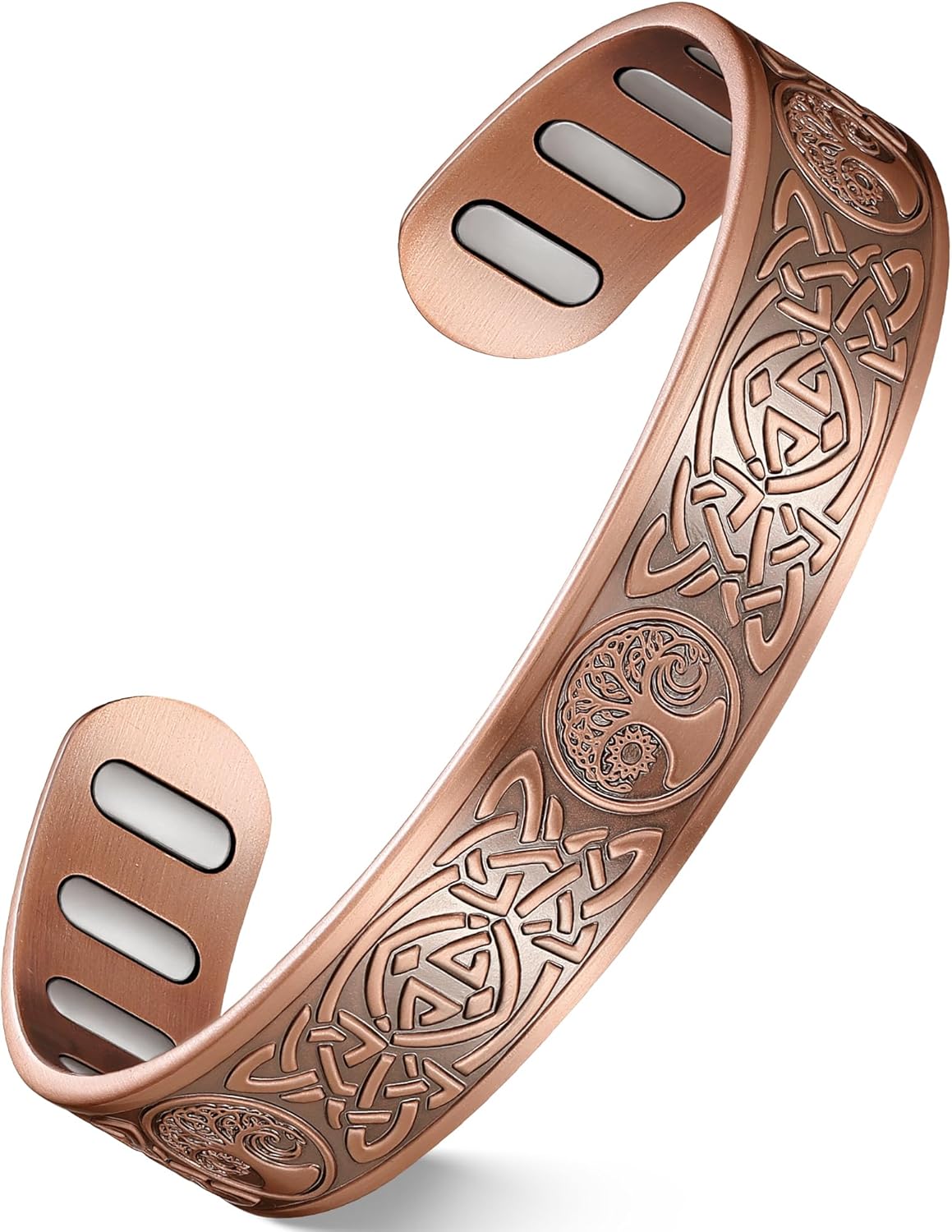 Feraco Copper Bracelet for Men, 5X Ultra Strength Magnetic Cuff Bangle with 5000 Gauss Neodymium Magnets, 99.99% Pure Copper Jewelry Gift, Adjustable