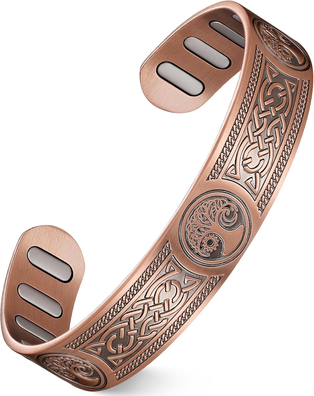 Feraco Copper Bracelet for Men, 5X Ultra Strength Magnetic Cuff Bangle with 5000 Gauss Neodymium Magnets, 99.99% Pure Copper Jewelry Gift, Adjustable