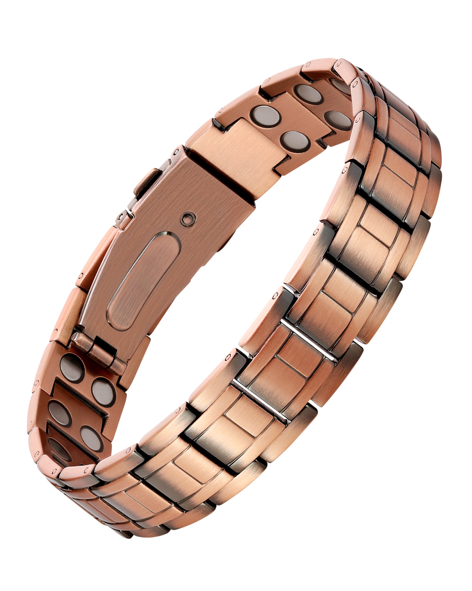 Feraco 99.99% Pure Copper Bracelet for Men, Ultra Strength Magnetic Bracelet with Powerful Neodymium Magnets & Pro Folding Clasp, Adjustable