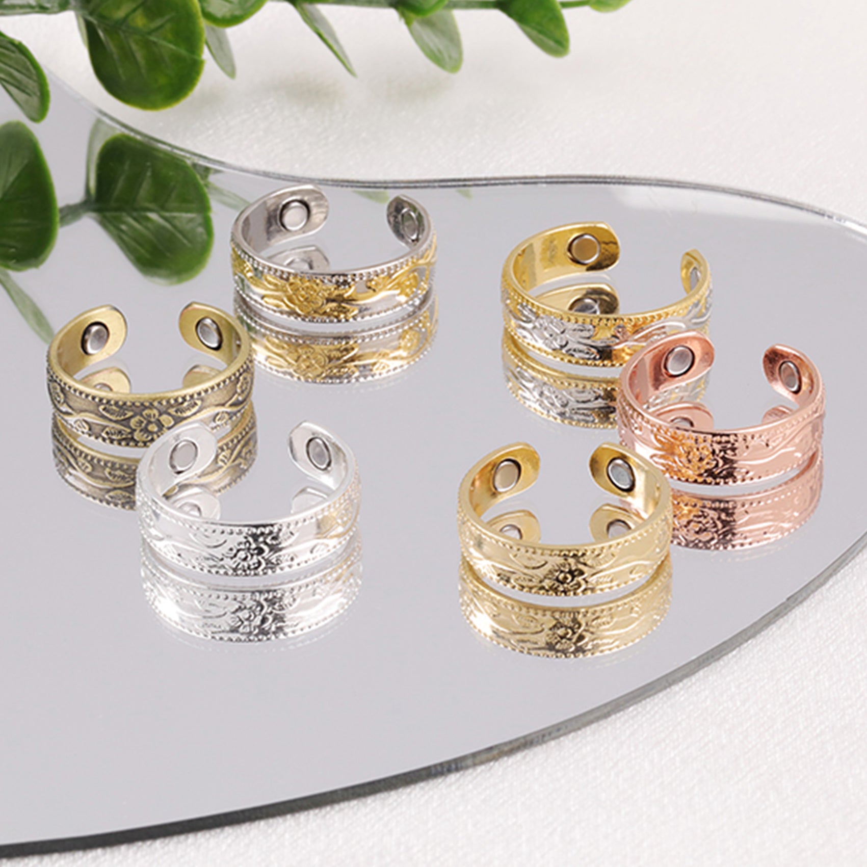 Women's Plum Blossom Magnets Copper Rings