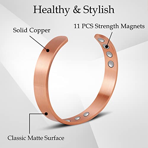 2 Pcs Sleek Copper Magnetic Bracelet with 11 Magnets.