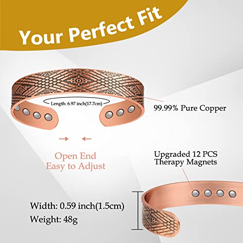 12X Strength Wide Copper Bracelet for Men.